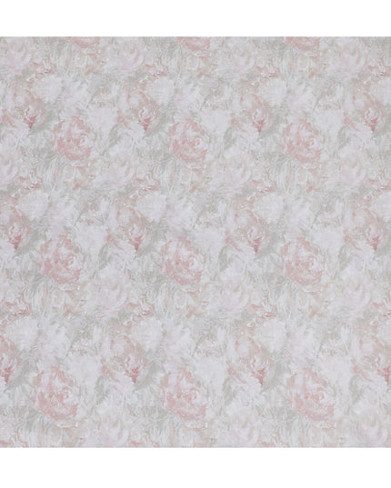 Soft White with Pastel Pink Floral Pure Linen Fabric - 150 cm Width-D19997