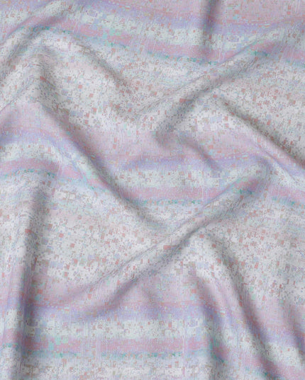 Pastel Multicolor Abstract Print Pure Linen Fabric - 150 cm Width-D19999