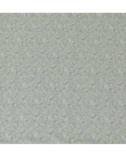 Light Green and Lavender Leaf Print Pure Linen Fabric - 150 cm Width-D20001