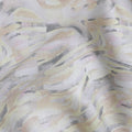Pastel Yellow and Pink Abstract Print Pure Linen Fabric - 150 cm Width-D20003