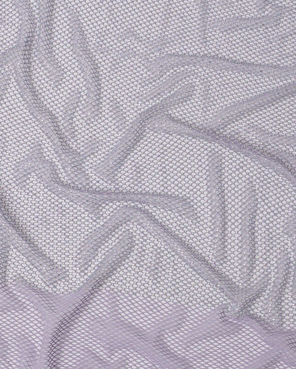 Lavender Shine Stone Embellished Nylon Mesh Tulle Fabric, 150cm Width – Ideal for Costume and Event Décor-D20080