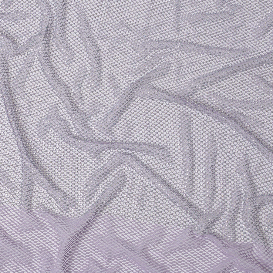 Lavender Shine Stone Embellished Nylon Mesh Tulle Fabric, 150cm Width – Ideal for Costume and Event Décor-D20080
