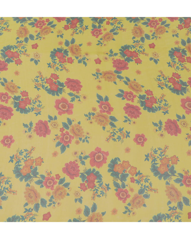 Vibrant Sunshine Yellow Floral Silk Chiffon Fabric, 110cm Width – Perfect for Summer Dresses and Scarves-D20094