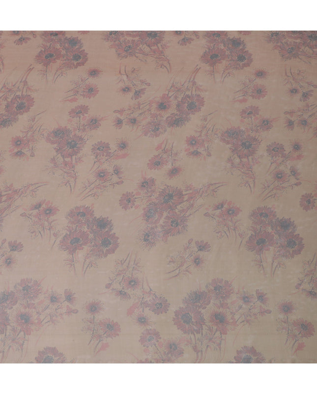 Soft Peach Floral Silk Chiffon Fabric, 110cm Width – Perfect for Romantic Dresses and Elegant Scarves-D20100