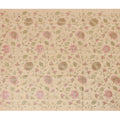 Soft Beige Synthetic Viscose Fabric with Pink and Gold Floral Embroidery, 110 cm Width-D20573