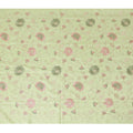 Light Green Synthetic Viscose Fabric with Pink and Gold Floral Embroidery, 110 cm Width-D20575