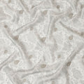 قماش فيسكوز صناعي رمادي فاتح مع نقشة بيزلي فضية وأحجار، عرض 110 سم - D20576