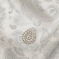 قماش فيسكوز صناعي رمادي فاتح مع نقشة بيزلي فضية وأحجار، عرض 110 سم - D20576