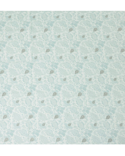 Mint Blue Synthetic Viscose Fabric with Silver Paisley and Stone Work, 110 cm Width-D20577