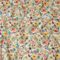 Ivory Synthetic Viscose Fabric with Multicolor Floral Print and Stone Work, 110 cm Width-D20584 Regal Fabrics