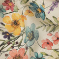 Ivory Synthetic Viscose Fabric with Multicolor Floral Print and Stone Work, 110 cm Width-D20584 Regal Fabrics