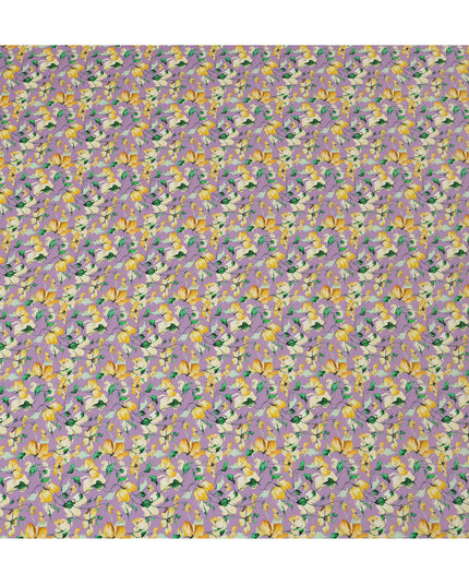 Lavender Viscose Fabric with Yellow Floral Digital Print, 110 cm Width-D20622