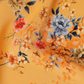 Mustard Yellow Viscose Fabric with Multicolor Floral Digital Print, 110 cm Width-D20631