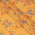 Mustard Yellow Viscose Fabric with Multicolor Floral Digital Print, 110 cm Width-D20631