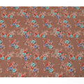 قماش فيسكوز بني فاتح مع طباعة رقمية زهرية متعددة الألوان، عرض 110 سم - D20632