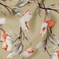 قماش فيسكوز بيج مع طباعة رقمية للزهور باللونين الأبيض والمرجاني، عرض 110 سم - D20634