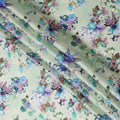Mint Green Floral Pure Silk Satin Fabric - 140 cm Width, Made in Italy-D20725