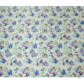 Mint Green Floral Pure Silk Satin Fabric - 140 cm Width, Made in Italy-D20725