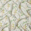 Light Green Floral Pure Silk Satin Fabric - 140 cm Width, Made in Italy-D20727