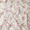 Cream Floral Pure Silk Satin Fabric - 140 cm Width, Made in Italy-D20728 - Regal Fabrics