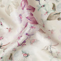 Cream Floral Pure Silk Satin Fabric - 140 cm Width, Made in Italy-D20728 - Regal Fabrics