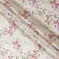 Cream Floral Pure Silk Satin Fabric - 140 cm Width, Made in Italy-D20728 - Regal Fabrics