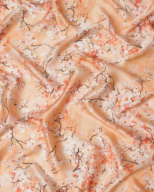 Peach Blossom Pure Silk Satin Fabric - 140 cm Width, Made in Italy-D20732