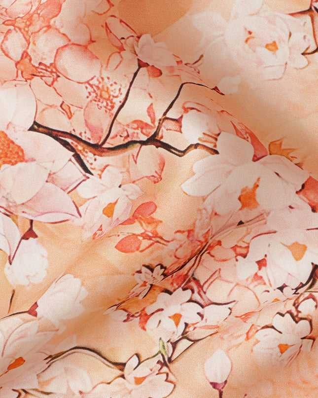 Peach Blossom Pure Silk Satin Fabric - 140 cm Width, Made in Italy-D20732