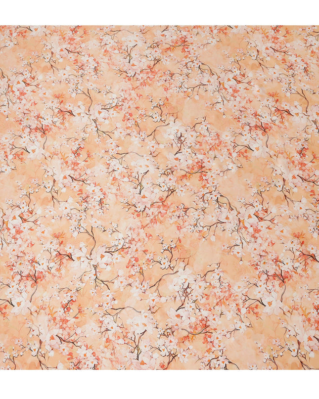 Peach Blossom Pure Silk Satin Fabric - 140 cm Width, Made in Italy-D20732