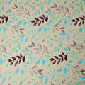Aqua Blue and Purple Leaf Print Pure Silk Satin Fabric, 140 cm Width, Made in Italy -D21160