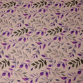 Purple and Gray Leaf Print Pure Silk Satin Fabric, 140 cm Width, Made in Italy -D21161 - Regal Fabrics