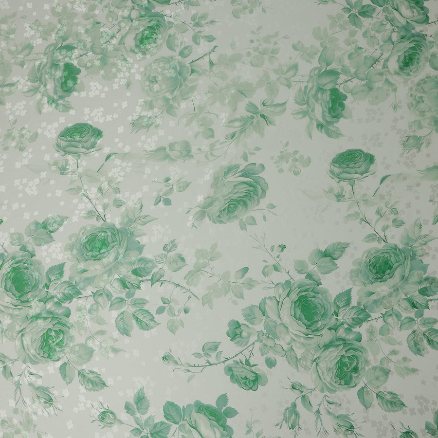 Mint Green Floral Print Pure Silk Satin Fabric, 140 cm Width, Made in Italy -D21162 - Regal Fabrics
