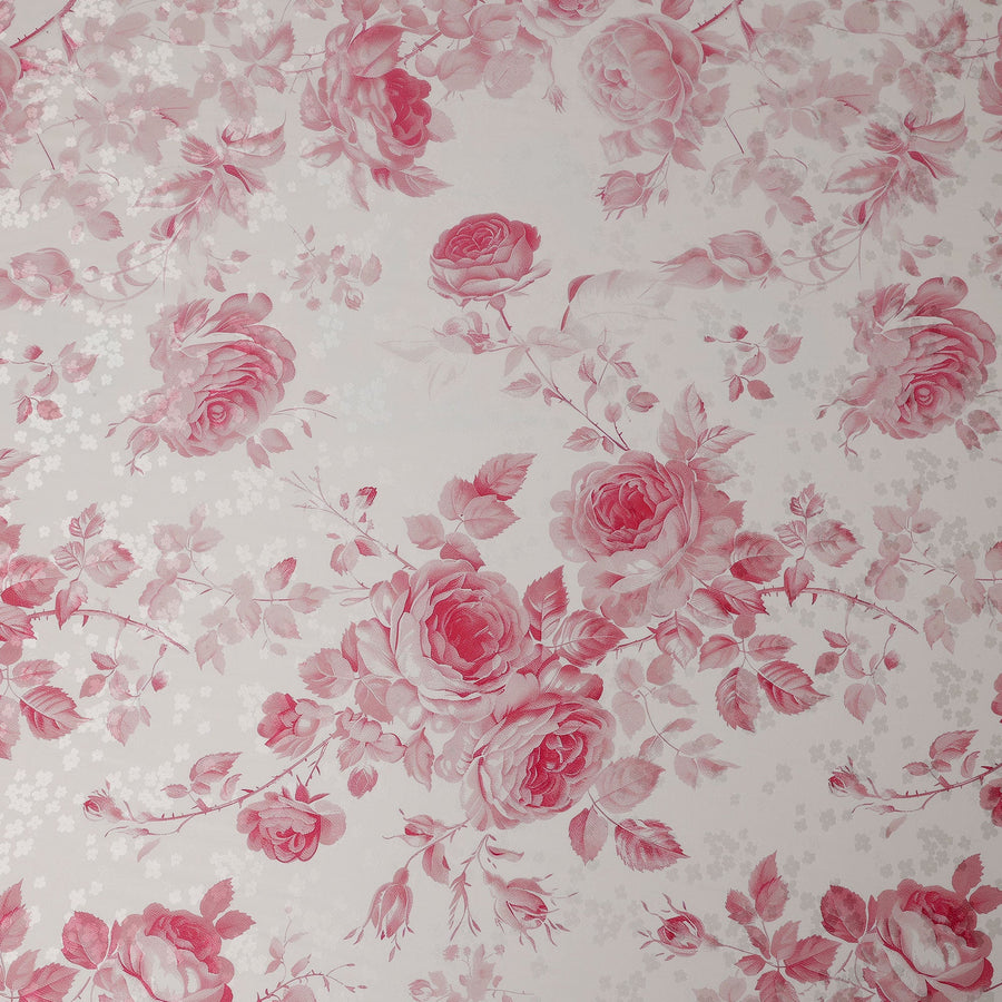 قماش حرير ساتان بطبعة زهور وردية، عرض 140 سم، صنع في إيطاليا -D21163