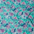 Aqua and Pink Floral Print Pure Silk Satin Fabric, 140 cm Width, Made in Italy -D21167 - Regal Fabrics