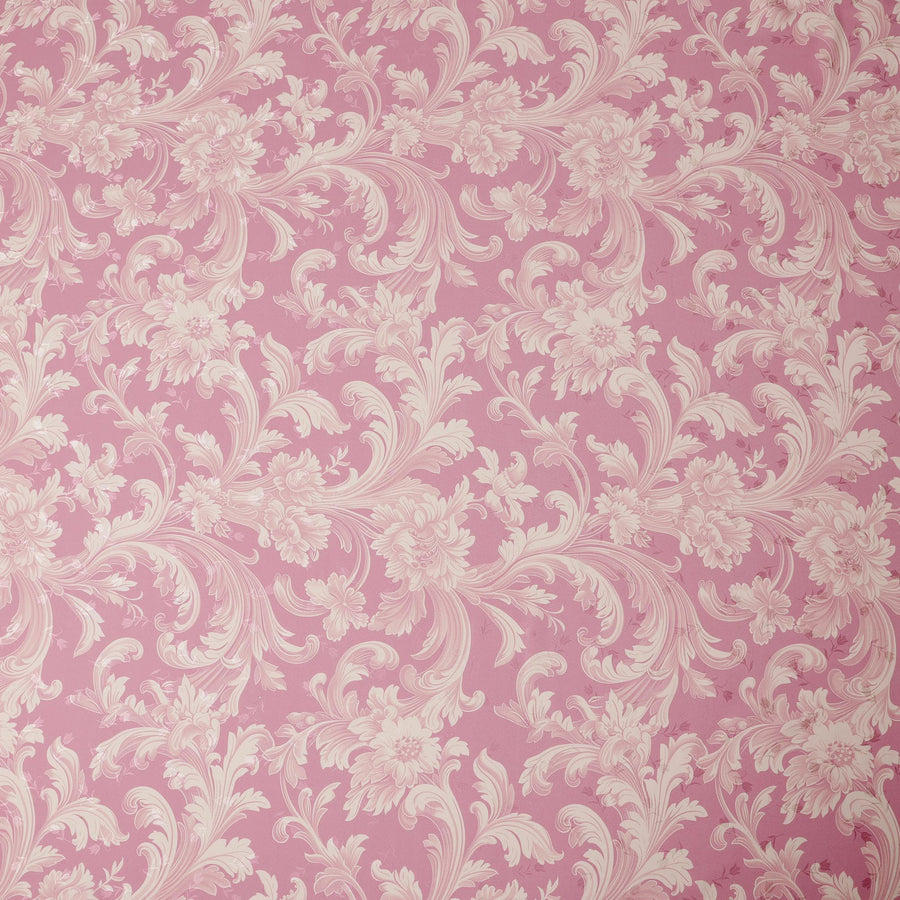 Pink and Ivory Baroque Print Pure Silk Satin Fabric, 140 cm Width, Made in Italy -D21168 - Regal Fabrics