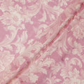 Pink and Ivory Baroque Print Pure Silk Satin Fabric, 140 cm Width, Made in Italy -D21168 - Regal Fabrics