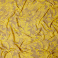 Golden Yellow Baroque Print Pure Silk Satin Fabric, 140 cm Width, Made in Italy -D21169