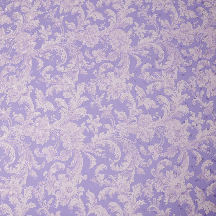 Lavender and Ivory Baroque Print Pure Silk Satin Fabric, 140 cm Width, Made in Italy -D21170