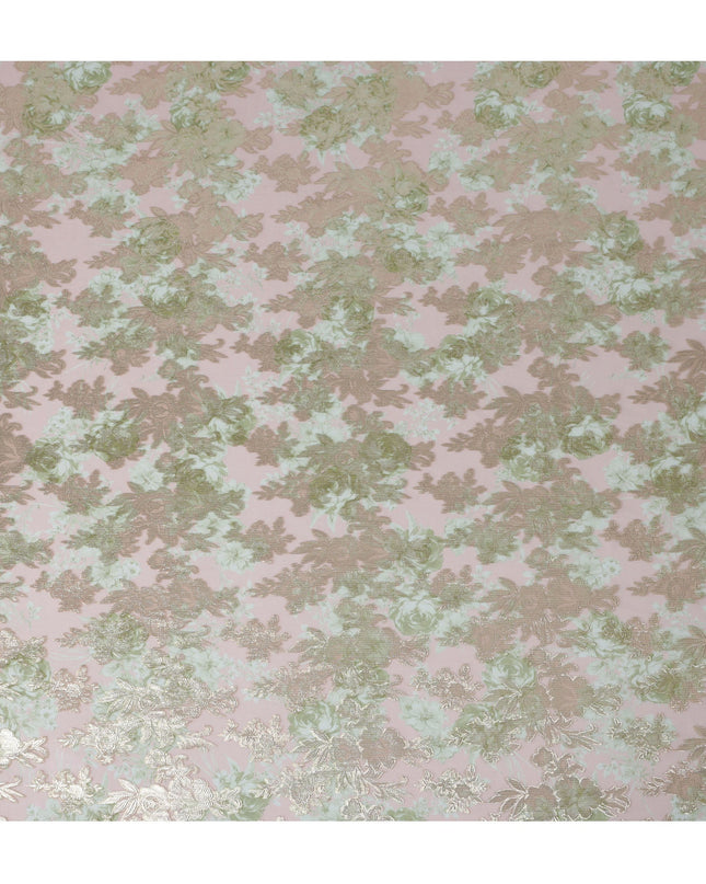 Light Pink Floral Silk Chiffon Fabric with Metallic Lurex, Width 140 cm, South Korea-D21267