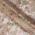 قماش شيفون حريري زهري وردي مع لوركس معدني، عرض 140 سم، كوريا الجنوبية-D21270