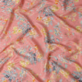 Peach Floral Silk Satin Fabric with Metallic Accents, Width 140 cm, South Korea-D21286 Regal Fabrics