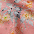 Peach Floral Silk Satin Fabric with Metallic Accents, Width 140 cm, South Korea-D21286 Regal Fabrics