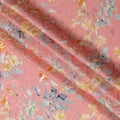 Peach Floral Silk Satin Fabric with Metallic Accents, Width 140 cm, South Korea-D21286 Regal Fabrics