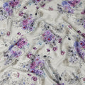 Pearl Grey Floral Silk Satin Fabric with Metallic Accents, Width 140 cm, South Korea-D21287 Regal Fabrics