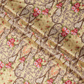 Yellow Floral Cotton Satin Fabric with Ornate Vine Design – 140 cm Wide-D21945