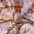 Lilac Floral Cotton Satin Fabric with Ornate Vine Design – 140 cm Wide-D21946