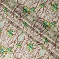 Beige Floral Cotton Satin Fabric with Ornate Vine Design – 140 cm Wide-D21947