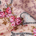 Peach Floral Cotton Satin Fabric with Ornate Vine Design – 140 cm Wide-D21948