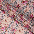 Peach Floral Cotton Satin Fabric with Ornate Vine Design – 140 cm Wide-D21948