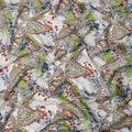 White & Green Paisley Cotton Satin Fabric with Floral Accents – 140 cm Wide-D21949